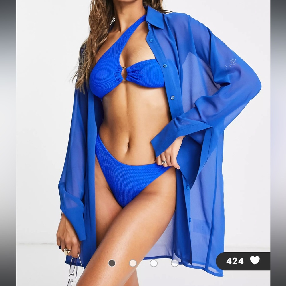 Public Desire beach shirt in cobalt